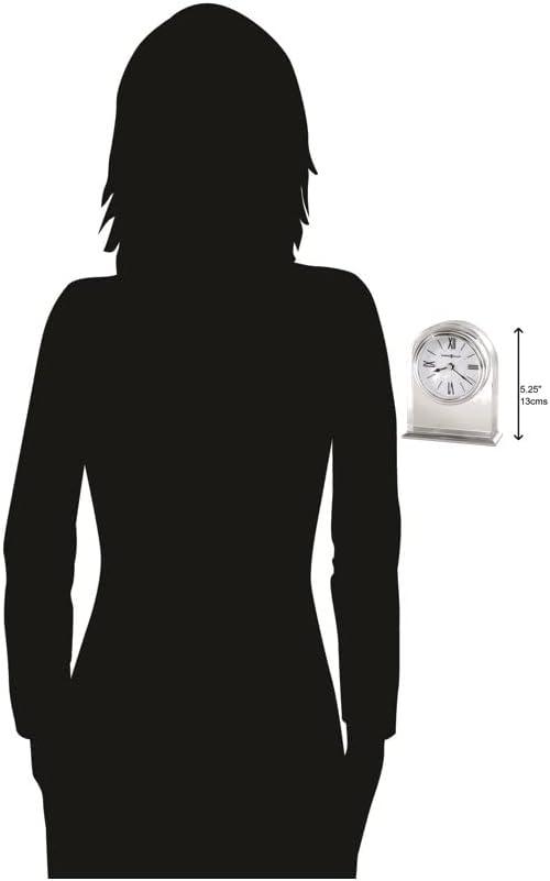 Howard Miller® Optica Modern & Contemporary Roman Numeral Crystal Quartz Movement / Crystal Tabletop Clock with Alarm in Brushed And Polished Aluminum Base/Polished Silver-Tone Waterfall Bezel