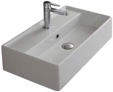 Scarabeo By Nameeks Teorema 13.39'' White Ceramic Rectangular Bathroom Sink with Overflow