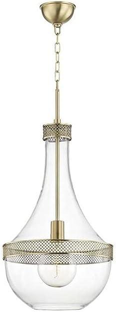 Aged Brass and Clear Glass 1-Light Pendant