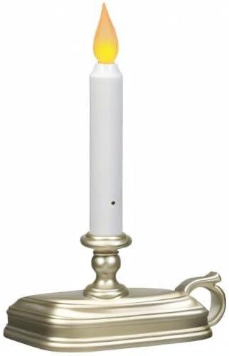 Arett Battery Operated Deluxe Window Candle (White / Pewter)