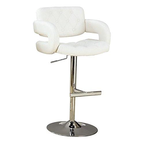 Coaster Contemporary Faux Leather Adjustable Bar Stool in White