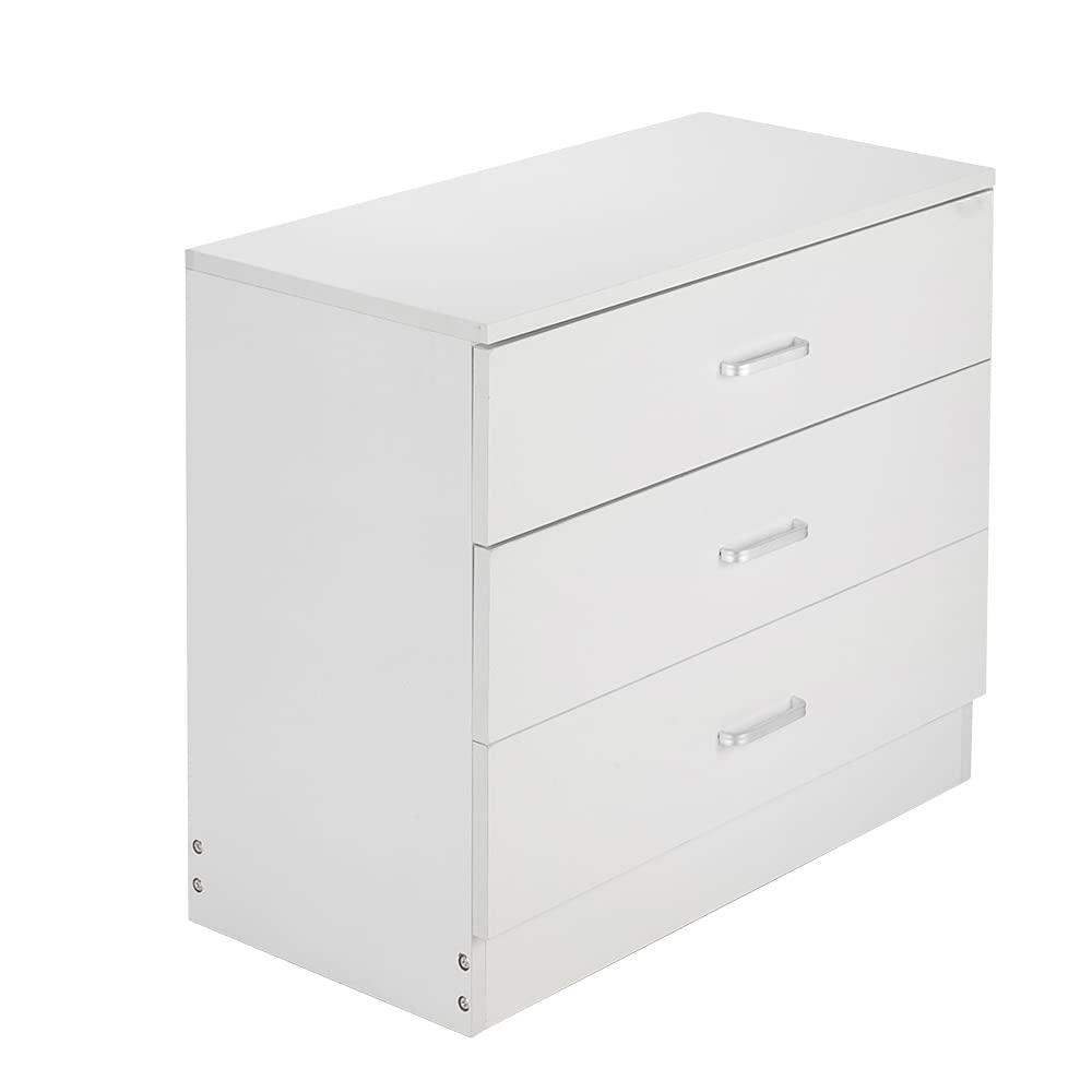 XIAOTAO 3-Drawer Dresser, Small Nightstand Modern Storage Chest of Drawer Wooden Side Table End Table for Bedroom, Living Room, Reception Room (White)