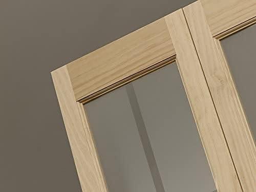 American Wood 837326 30 x 80 in. Full Glass Mission Bifold Door, Unfinished Pine