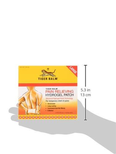 Tiger Balm Pain Relieving Large Patch, 4" x 8", 4/pack – Pain Relieving Patch – For Temporary Relief of Minor Aches of Muscles and Joints – Formulated with Menthol, Camphor, and Capsicum – Fast-Acting