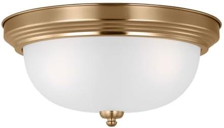 Geary 3-Light Satin Brass and Glass Flush Mount