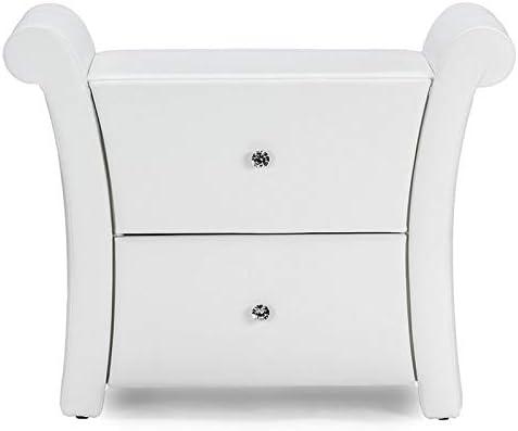 Victoria Matte Faux Leather Leather 2 Storage Drawers Nightstand Bedside Table - White - Baxton Studio