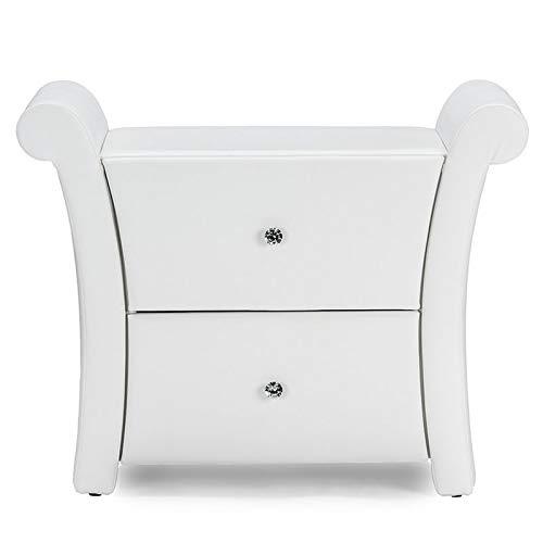 Victoria Matte Faux Leather Leather 2 Storage Drawers Nightstand Bedside Table - White - Baxton Studio
