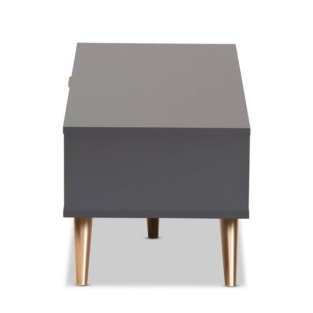 Kelson Wood Coffee Table Dark Gray/Gold - Baxton Studio
