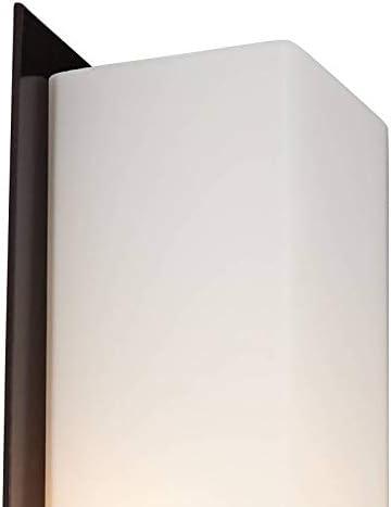 Possini Euro Design Midtown Modern Wall Light Bronze Metal Hardwire 23 1/2" 2-Light Fixture White Glass Shade for Bedroom Bathroom Living Room Vanity