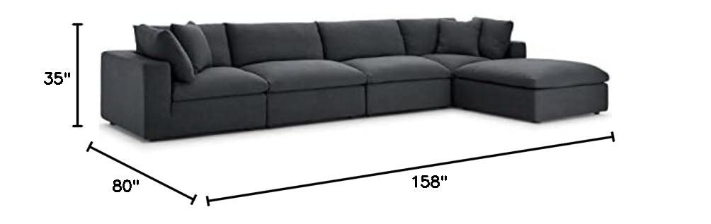 Modway Copper Grove Hrazdan Fabric/Wood Down-filled Over-stuffed 5-piece Sectional Sofa Set
