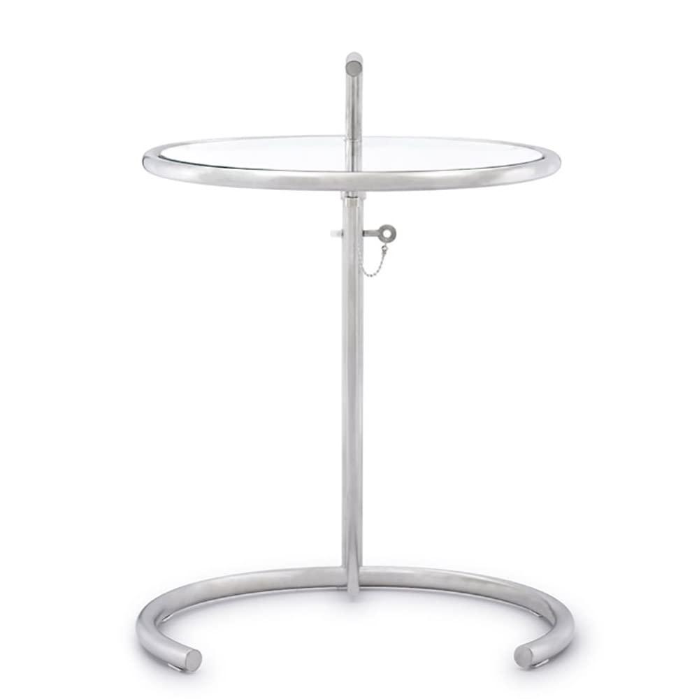 ZURI Furniture Modern Aileen Side Table Clear Tempered Glass Top Brushed Stainless Steel Base