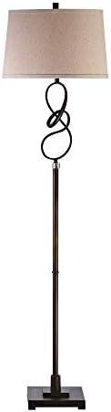 Uttermost Tenley Steel Crystal Floor Lamp in Rubbed Bronze and Light Beige
