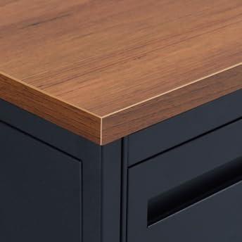 Oak and Black Executive Desk with Drawers and Filing Cabinet