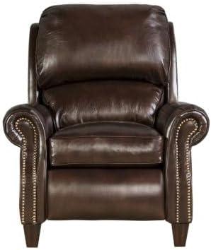 Contemporary Churchill Brown Leather Recliner with Espresso Wood Legs