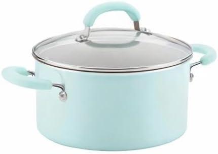 Rachael Ray Create Delicious 6 Quart Aluminum Nonstick Stockpot, Light Blue Shimmer