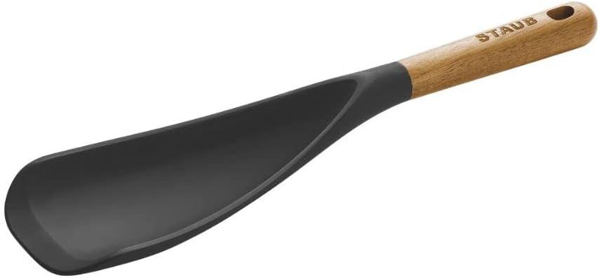 30cm Black Silicone and Acacia Wood Multipurpose Serving Spoon