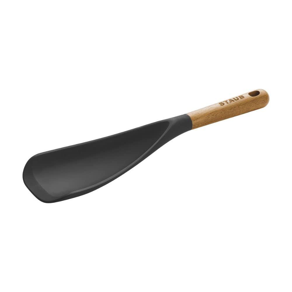 30cm Black Silicone and Acacia Wood Multipurpose Serving Spoon
