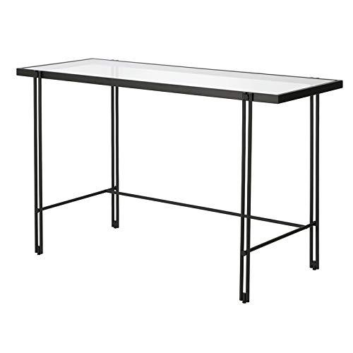 Evelyn&Zoe Contemporary 48 in. Blackened Bronze Metal Desk with Glass Top