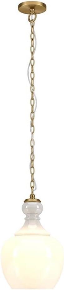 Evelyn&Zoe 11" Brushed Brass Finish Metal/Glass Pendant