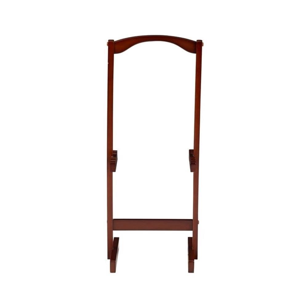 Brown Faux Marble and Rubberwood Folding Tray Table Set