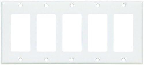 White Thermoset 5-Gang Decorator Wall Plate