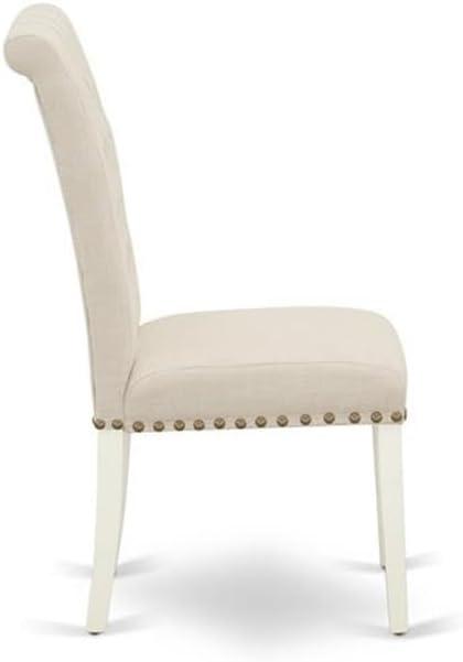 East West Furniture Bremond 42" Fabric Dining Chairs in Beige/White (Set of 2)