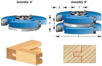 Amana Blue Carbide Tipped 3-Wing Tongue & Groove Shaper Cutter