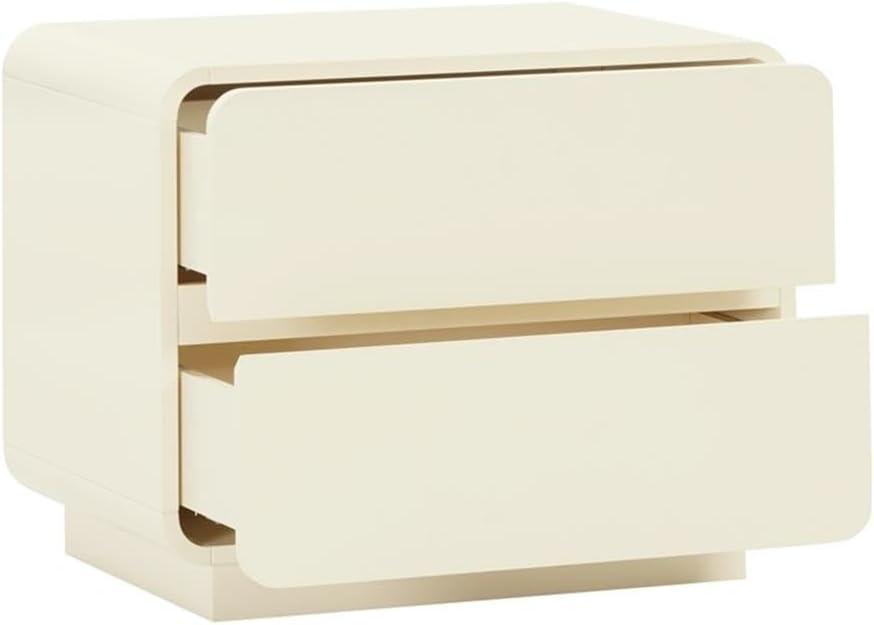 Sagura Cream 2-Drawer Contemporary Nightstand