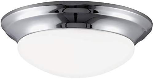 Nash Chrome 14" Energy Star Flush Mount with Satin Etched Glass