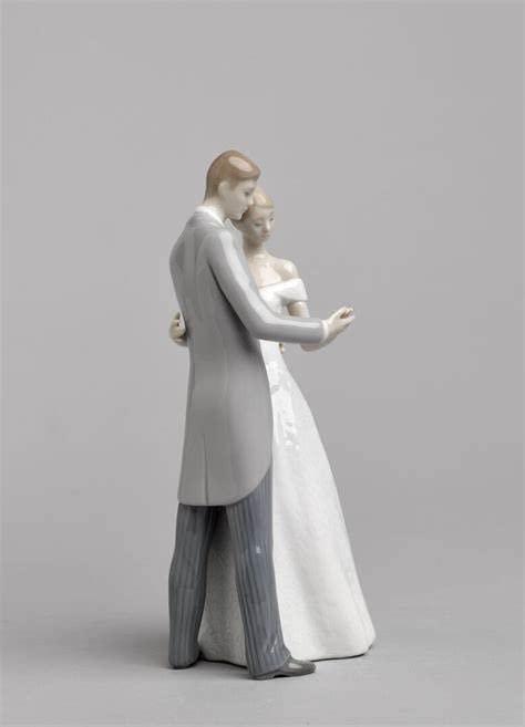 Handmade Porcelain Couple Figurine in White and Gray