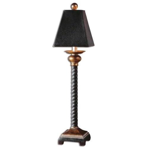 Uttermost Rustic Buffet Table Lamp 31" Tall Black Bronze Gray Metal Crackle Square Shade for Living Room House Home Dining Family