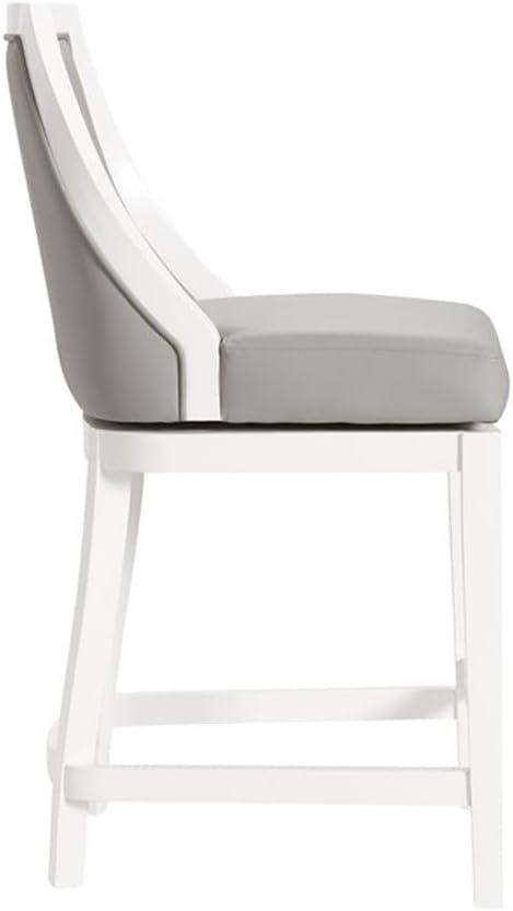 Alaterre Ellie Upholstered Swivel Bar Stool Chairs with Padded Seat and Back, Rubberwood Frame with Metal Kick Plate