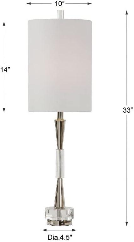 Azaria 33" Polished Nickel and Glass Buffet Lamp