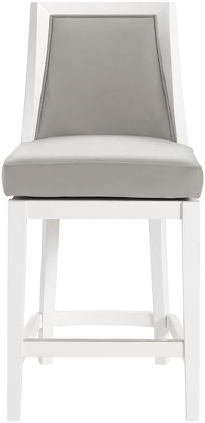 Alaterre Ellie Upholstered Swivel Bar Stool Chairs with Padded Seat and Back, Rubberwood Frame with Metal Kick Plate