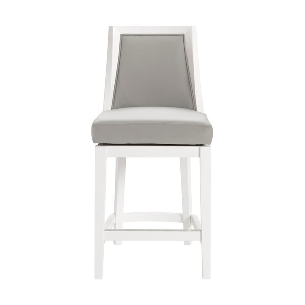 Alaterre Ellie Upholstered Swivel Bar Stool Chairs with Padded Seat and Back, Rubberwood Frame with Metal Kick Plate