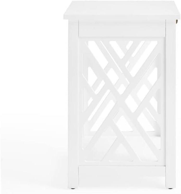 Alaterre Furniture Coventry Wood End Table with Tray and Bottom Shelf, Modern Accent Furniture, White