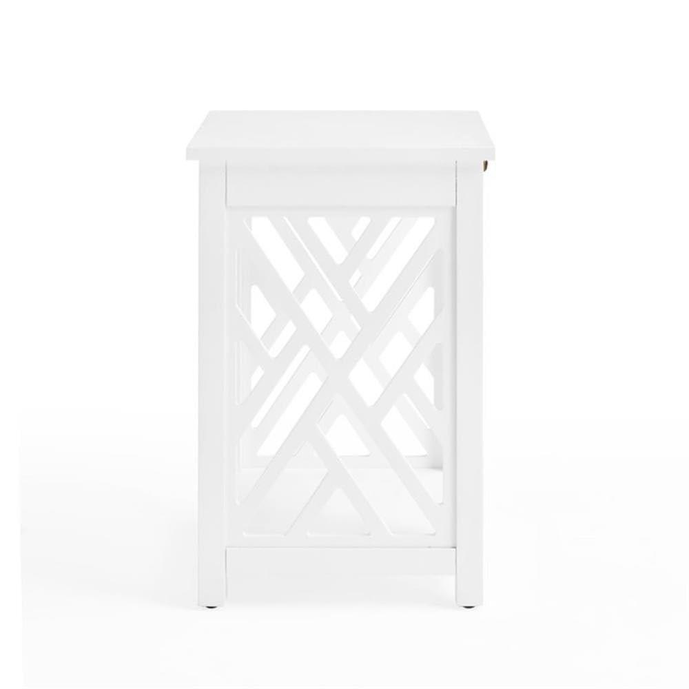 Alaterre Furniture Coventry Wood End Table with Tray and Bottom Shelf, Modern Accent Furniture, White