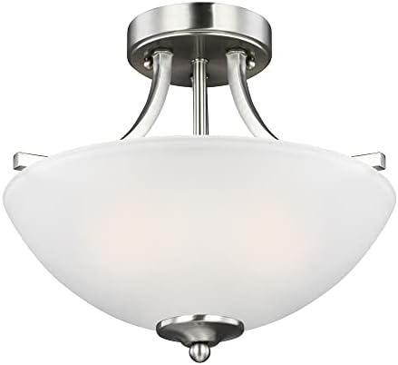 Geary Brushed Nickel 13" Transitional Bowl Pendant with Satin Etched Glass