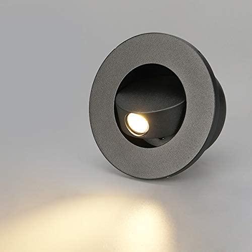 Modern Wall Sconce Light Fixture,Recessed Wall Lamp,Bedside Reading Lamp,Path/Step Light,Gimbal Hidden On/Off Switch,Circle Aluminum,LED 3W Warm White 3000k,Adjustable&Rotatable Black