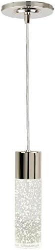 Style Selections Dunwynn 2.75-in Polished Nickel Mini Seeded Glass Cylinder LED Pendant