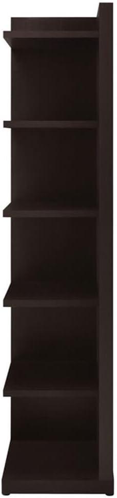 71" Modern 6 Shelf Corner Bookcase Cappuccino - Coaster: Laminated Melamine Veneer, Fixed Shelves, Meets Safety Standards