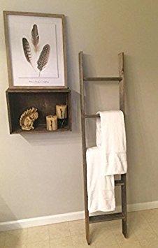 ONKER Rustic Farmhouse Blanket Ladder - Our 5 ft Ladder can be Mounted Horizontally or Vertically and is Crafted from 100% Recycled and Reclaimed Wood | No Assembly Required