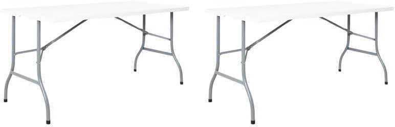 6ft Folding Table Multipurpose Foldable Dinner Table Portable Folding Rectangular Resin Table for Outdoor Camping Picnic Party by Naomi Home - White