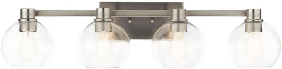 Harmony Brushed Nickel 33.5" Transitional Vanity Light with Clear Globe Shades