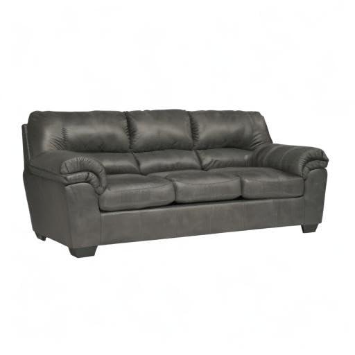 Signature Design by Ashley Bladen Contemporary Faux Leather & Wood Sofa in Gray
