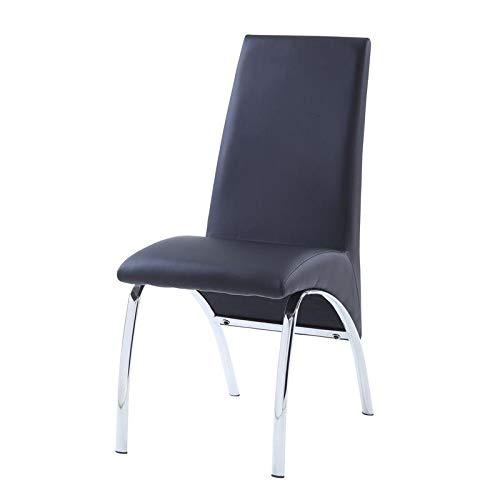 Set of 2 17" Pervis PU Dining Chairs Black/Chrome - Acme Furniture