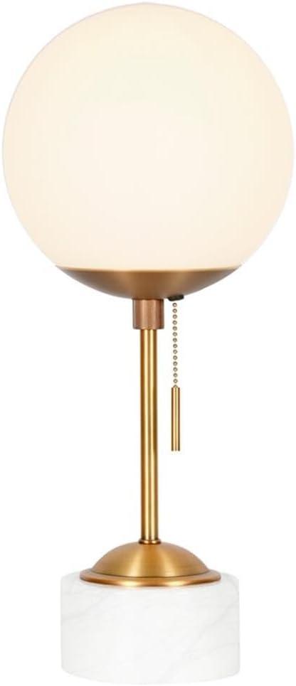 Henn&Hart 8" Brass/White Marble Marble/Metal/Glass Table Lamp