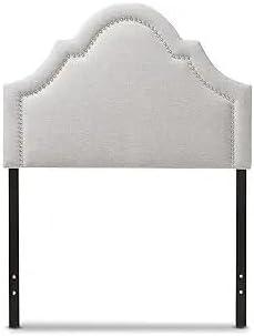 Twin Rita Modern And Contemporary Fabric Upholstered Headboard Grayish Beige - Baxton Studio: Silver Nailhead Trim, Rubberwood Frame