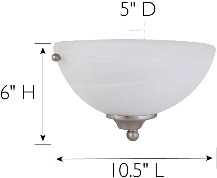 Design House 511584 Millbridge Traditional 1-Light Indoor Dimmable Wall Sconce with Alabaster Glass for Bathroom Hallway Foyer, Satin Nickel Finish