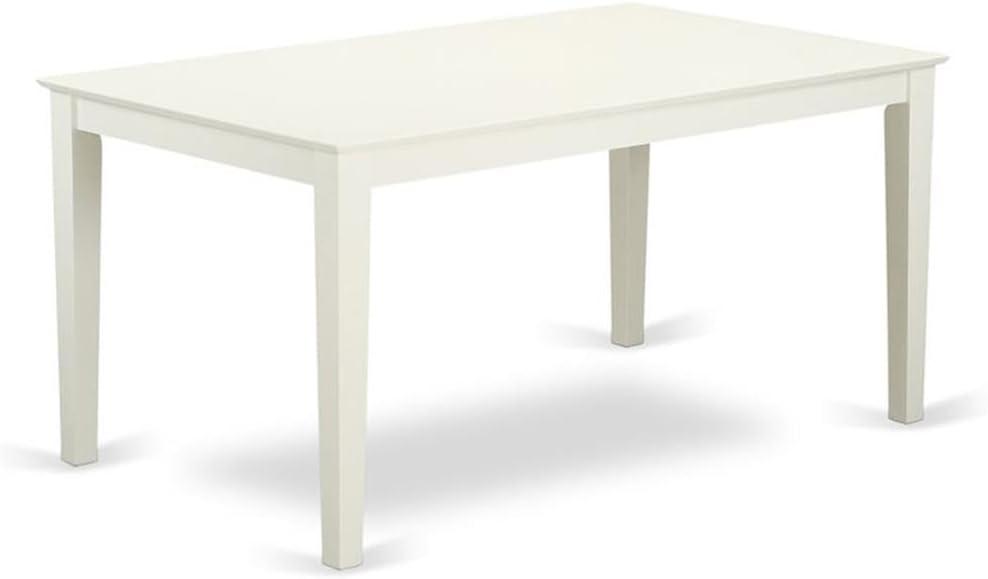 East West Furniture Capri Rectangular Solid Wood Dining Table in Linen White